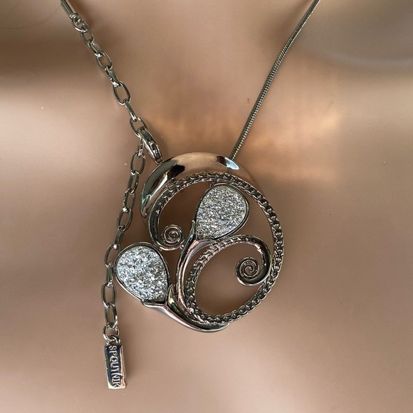 Spoutnik Silver Tone Elegant Costume Jewelry Necklace With Rhinestones - Picture 9 of 10